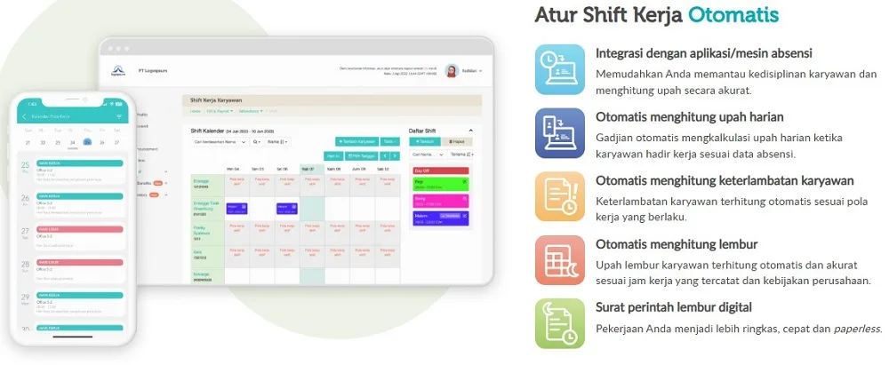 aplikasi shift kerja berbasis web Gadjian