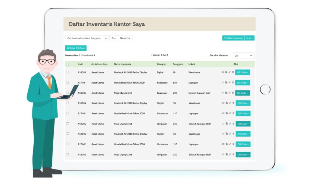 rekomendasi aplikasi inventaris kantor Asset Management untuk Kelola Bisnis