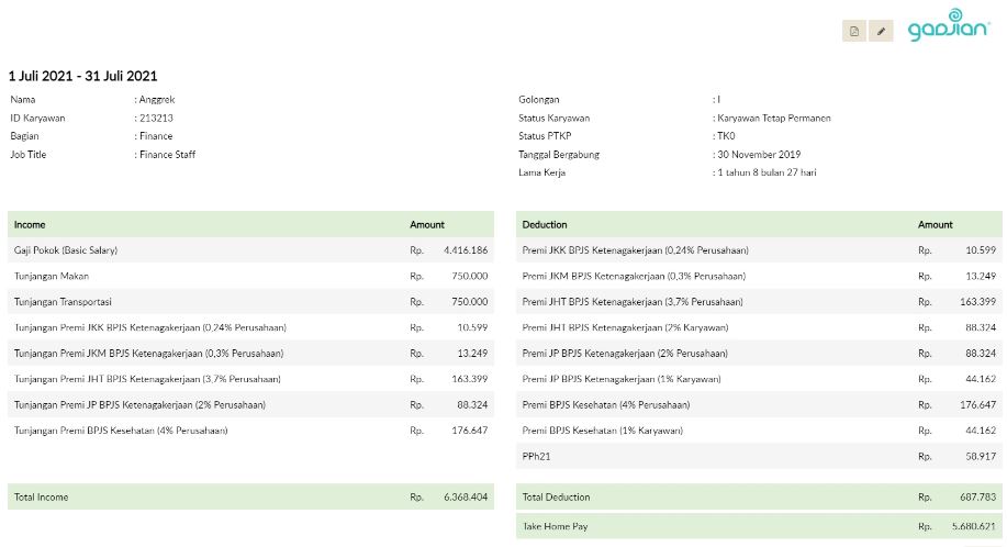 contoh slip gaji karyawan