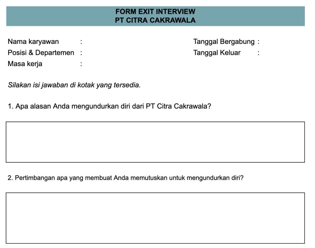 Contoh Form Exit Interview | Gadjian