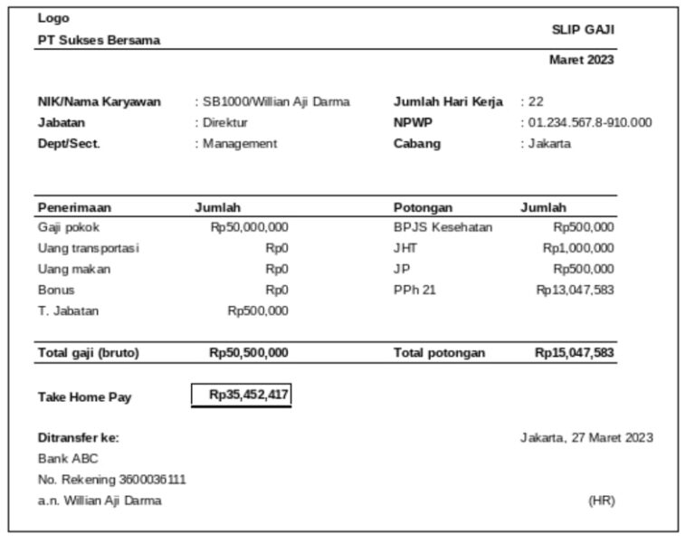 Lengkap! 9 Template Slip Gaji Karyawan Swasta - Blog Gadjian