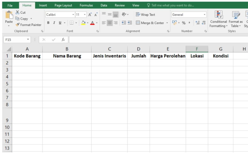 Daftar Inventaris Kantor Excel 2