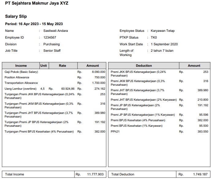 Slip Gaji Perusahaan Trading
