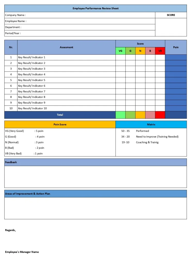 Form Employee Performance Review