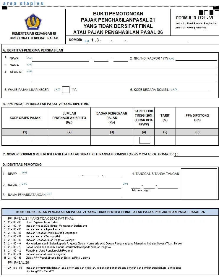 Cara Membuat Bukti Potong PPh 21 Karyawan