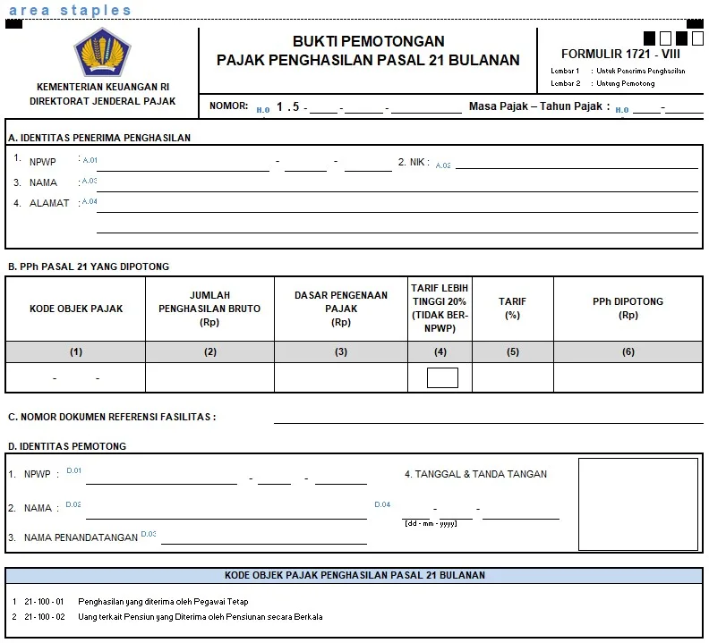 E Bupot 2024 Bukti Potong PPh 21 Karyawan