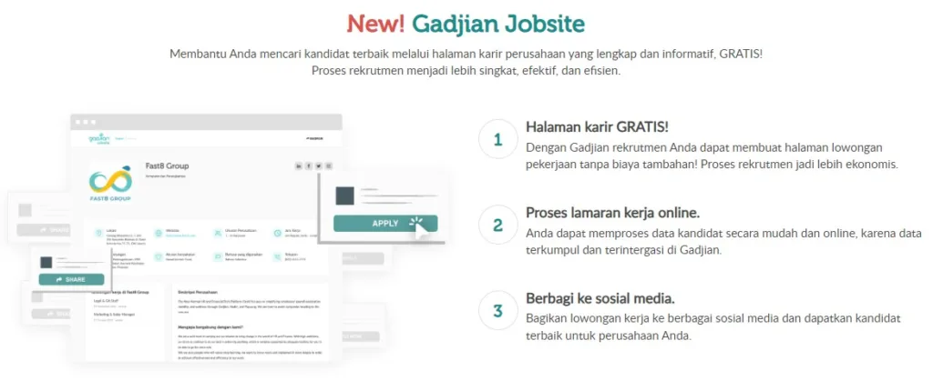 modul rekrutmen online karyawan dari aplikasi Gadjian