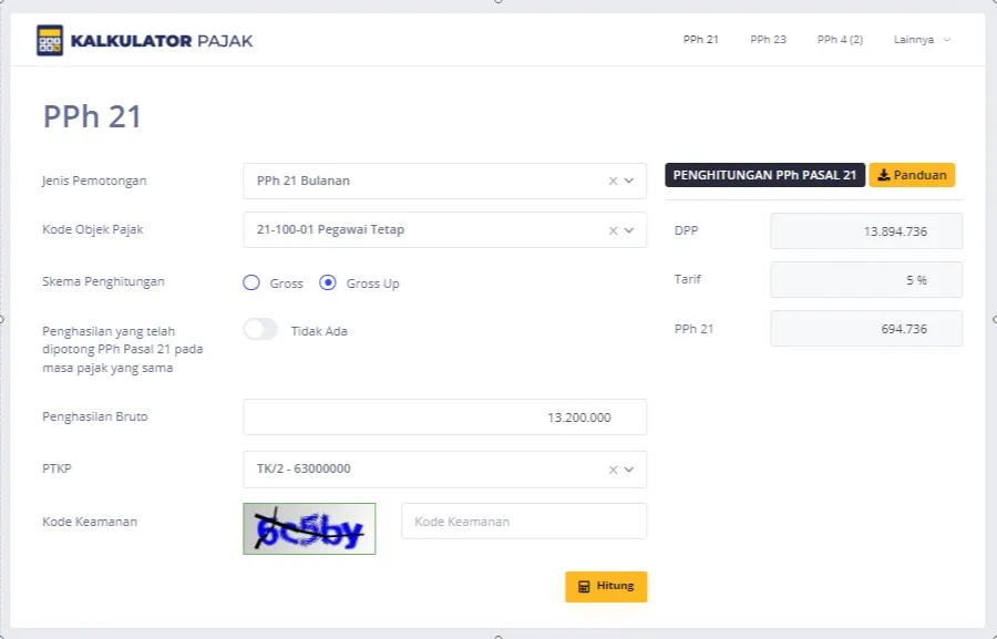 kalkulator pajak situs DJP untuk menghitung pajak penghasilan karyawan 