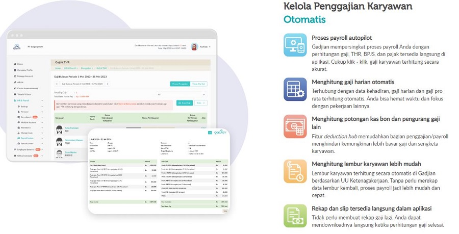 Keunggulan aplikasi payroll Gadjian