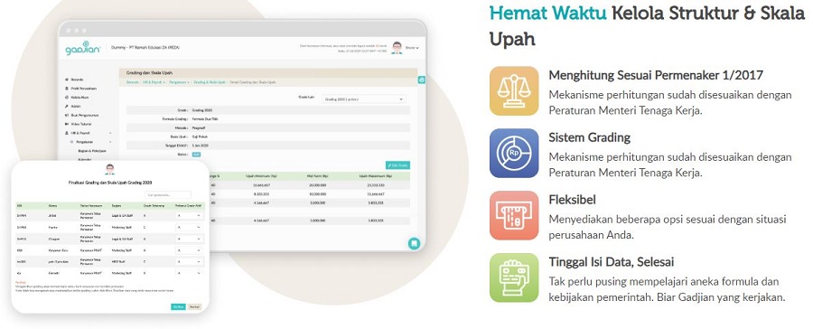 keunggulan software HRIS Gadjian dibandingkan kompetitor struktur skala upah