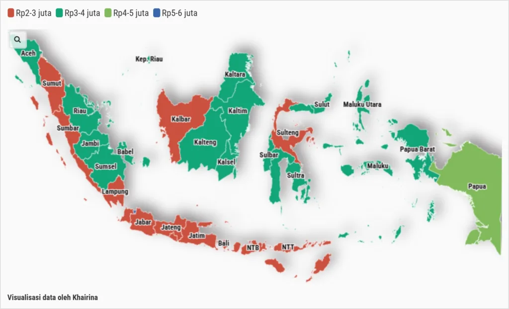 Provinsi dengan UMP 2025 tertinggi dan terendah dari blog HRIS Gadjian