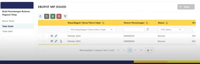 bukti potong elektronik pajak pph 21